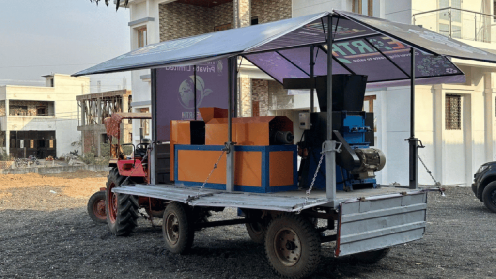 Mobile briquette machine for agricultural waste management